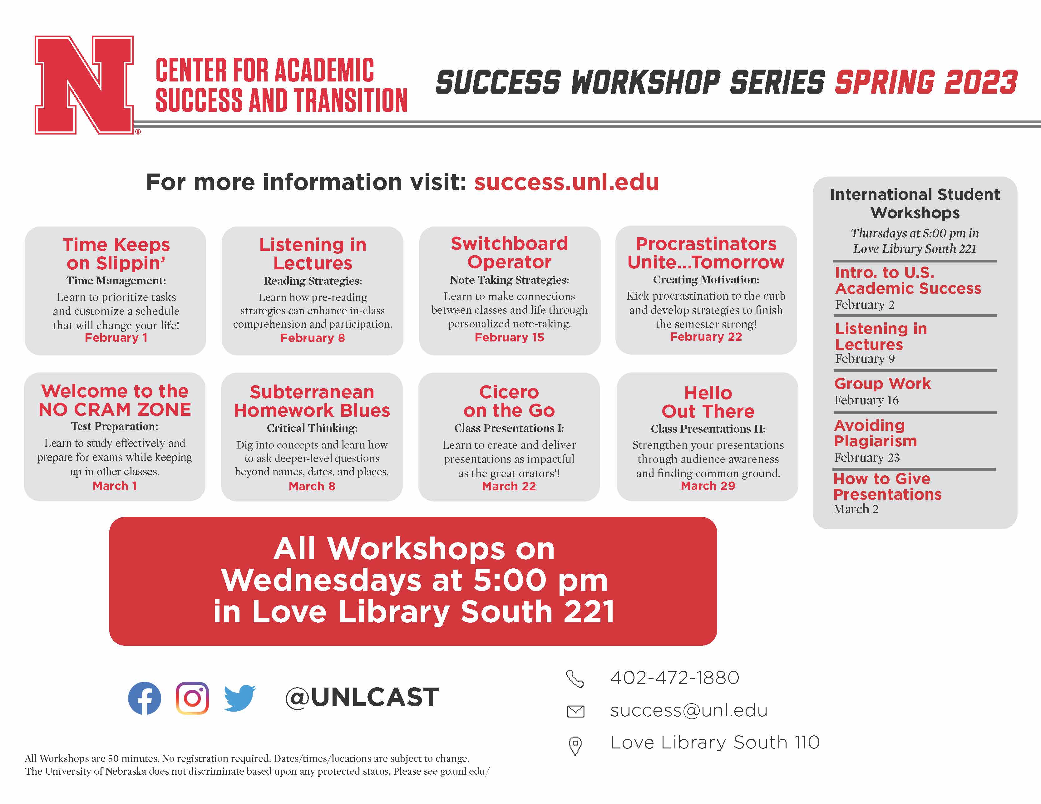 CAST Success Workshop Series Spring 2023