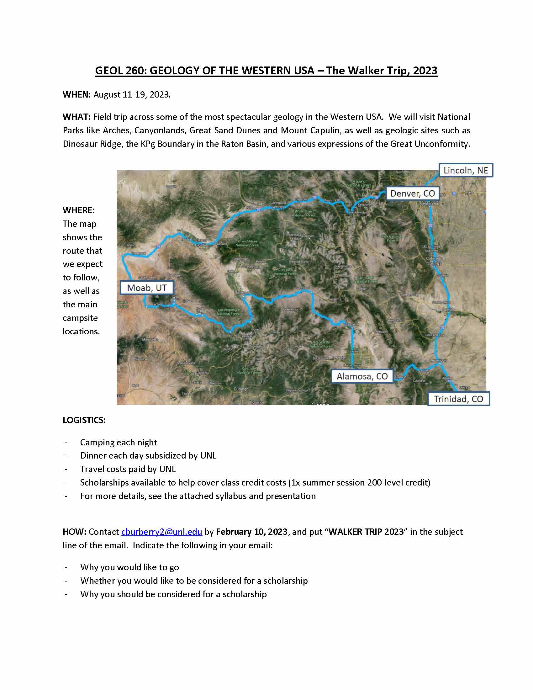 GEOL 260: Geology of the Western US - The Walker Trip 2023