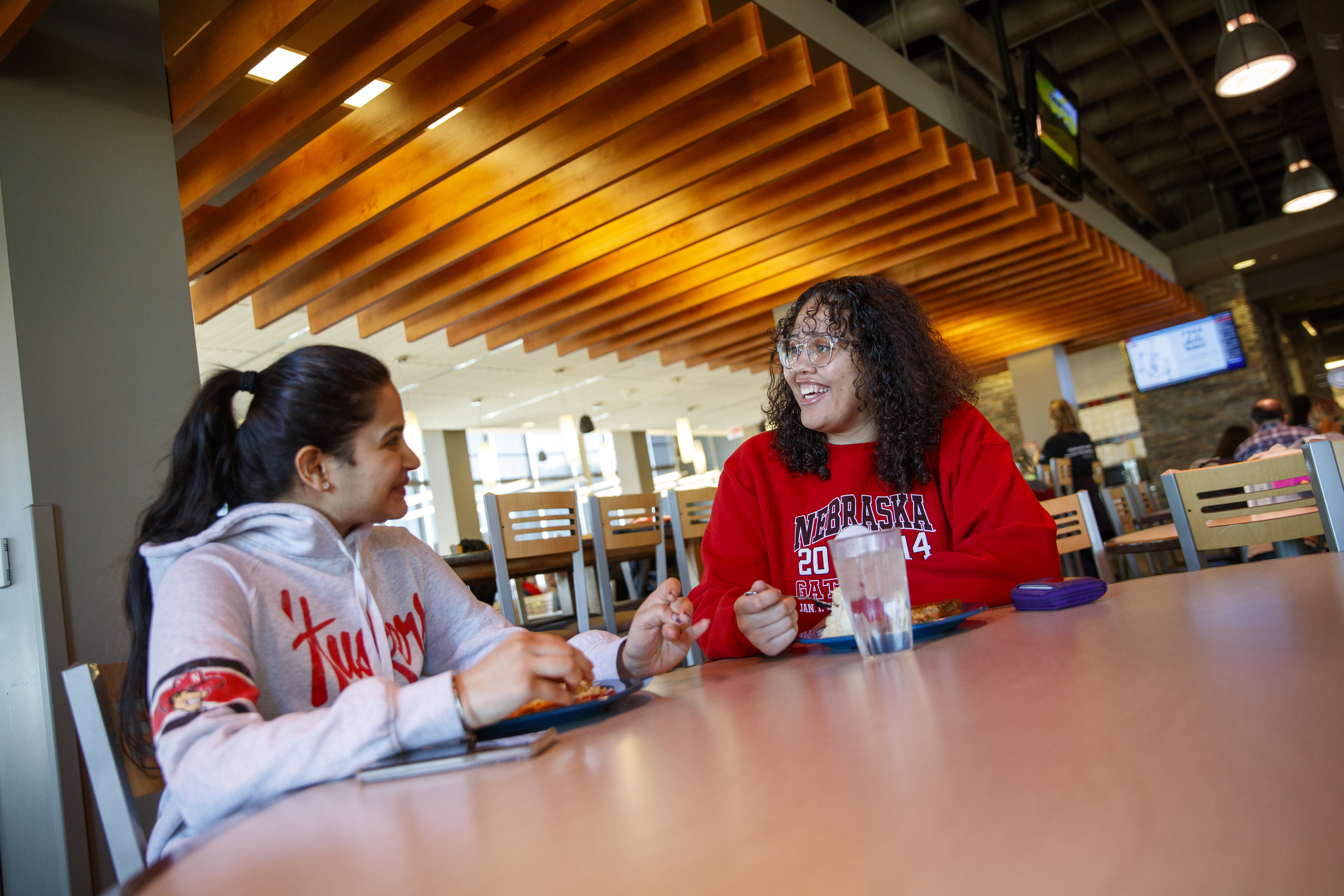 Students grab a meal together at the Abel Dining Center.