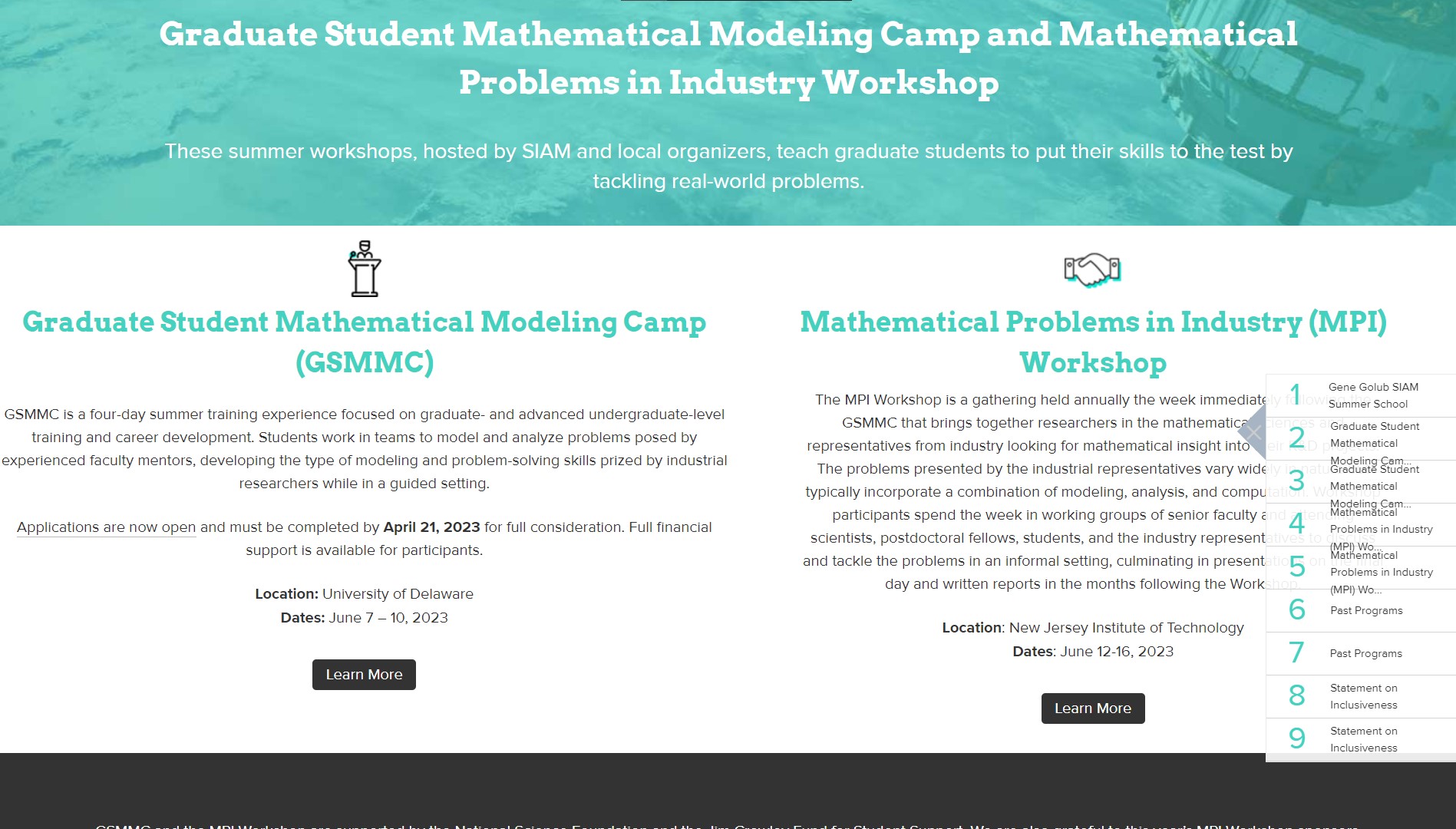 Apply Now for the Graduate Student Math Modeling Camp 2023