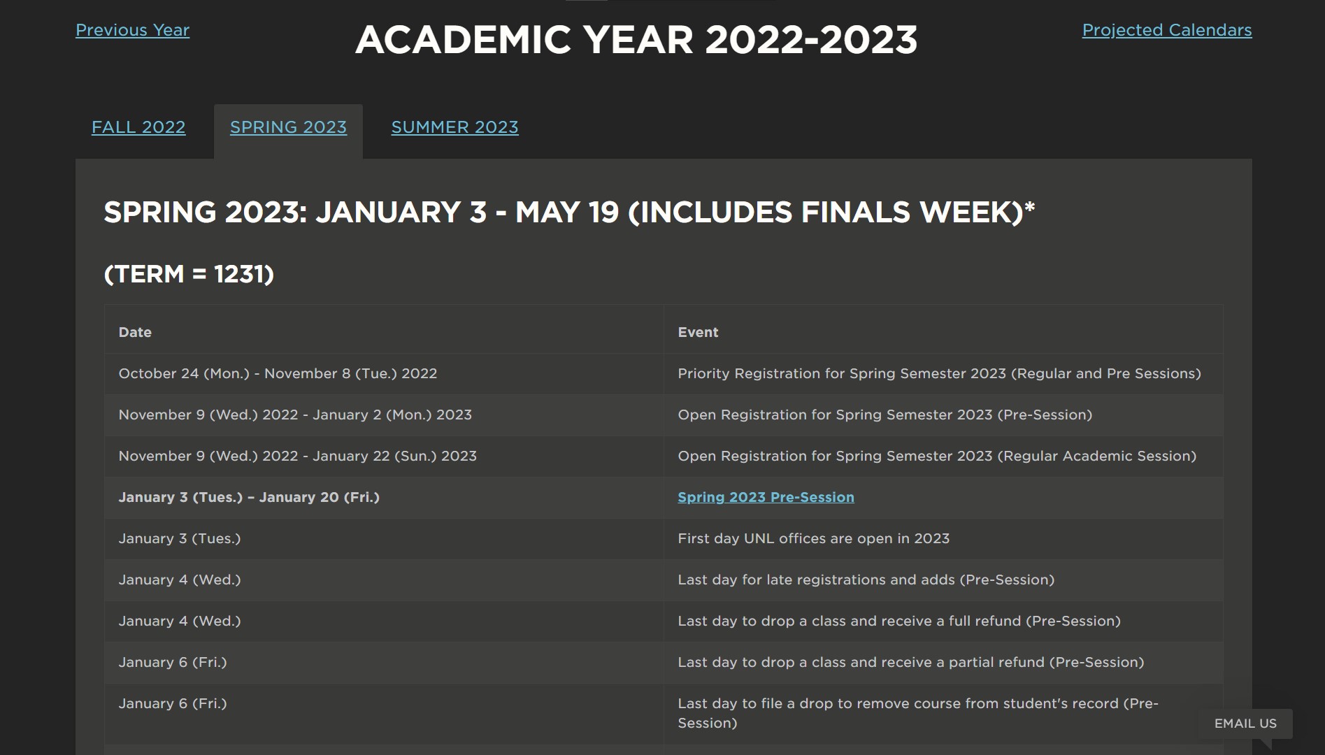 Academic Calendar | Announce | University of Nebraska-Lincoln