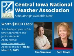 2023 Central Iowa National Weather Association Scholarships