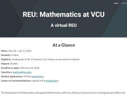 Online REU at Virginia Commonwealth University
