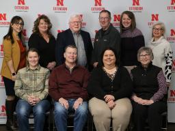 Front row (L–R): Meghan Sittler, Chris Scow, Nicole Miller, Trudy Pedley;  Back row (L–R): Zainab Rida, Teresa Erdkamp, Gerald Clausen, Phil Wharton, Jenny DeBuhr (Extension Administrative Services Officer), Karen Wobig (Extension Unit Leader); Not pictur