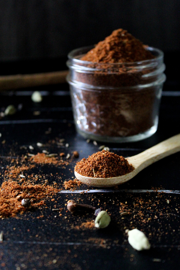 Baharat spice on a spoon
