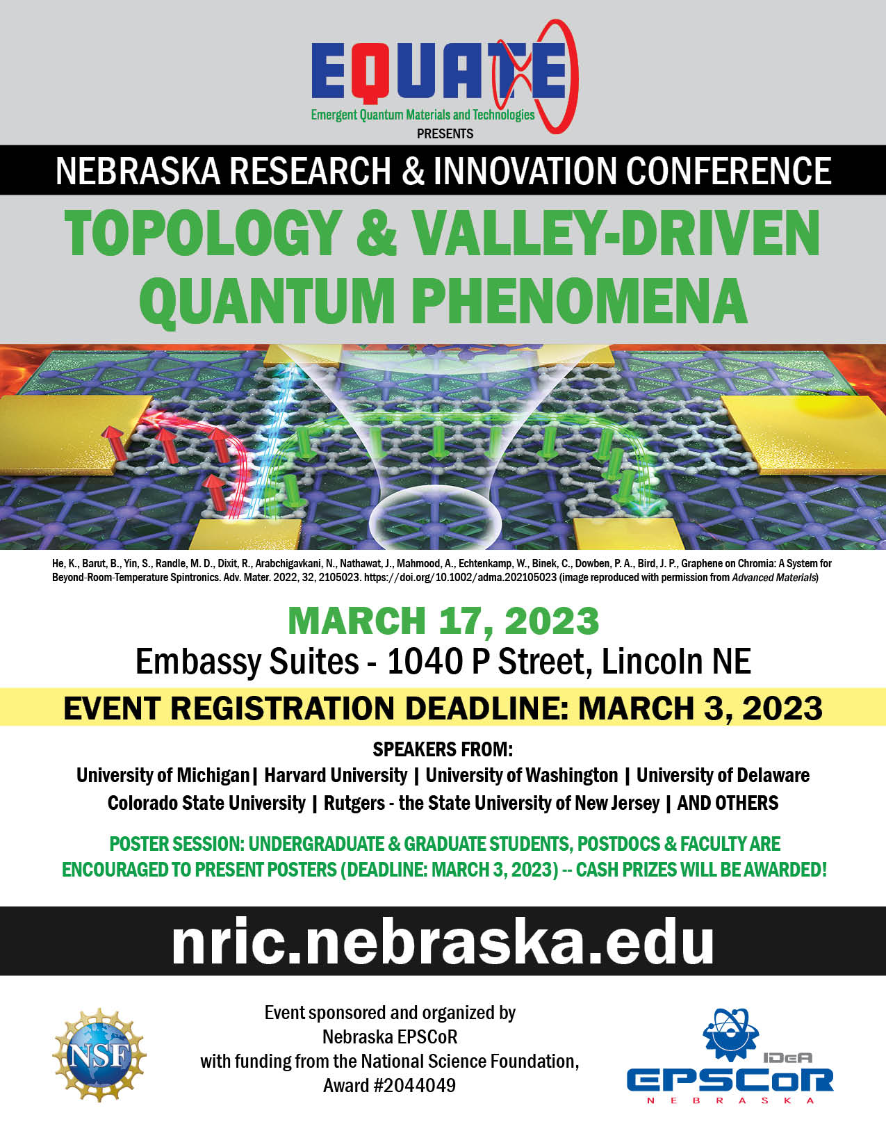 Nebraska EQUATE (Emergent Quantum Materials and Technologies) invites its participants and partners to learn and network to advance quantum science innovation.