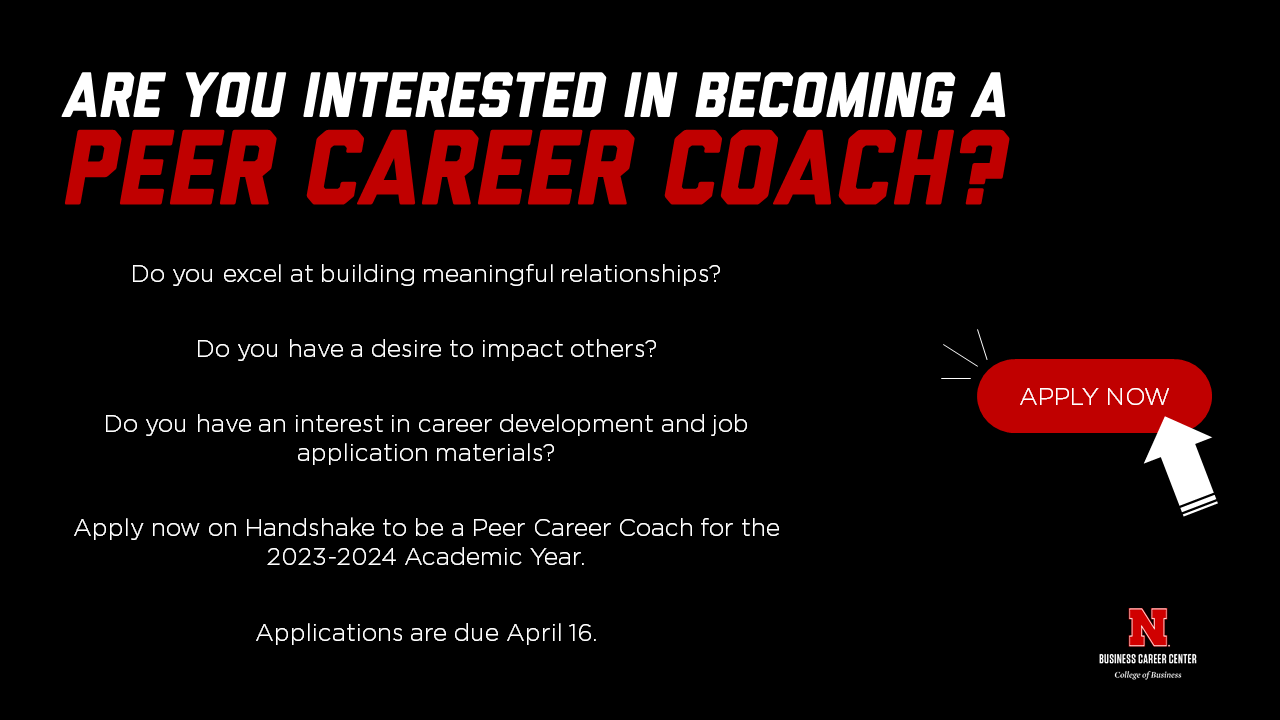 Peer Career Coach Applications due April 10