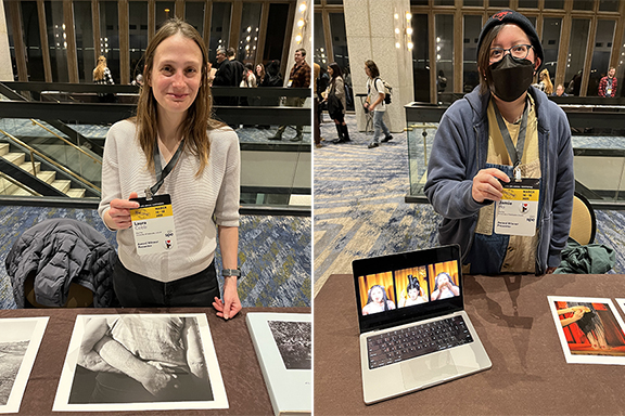 Laura Cobb (left) and Jamie Ho at the SPE annual conference.