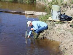 A University of Nebraska–Lincoln researcher takes groundwater samples from the Loup River in Nebraska’s Sandhills in September 2018. 