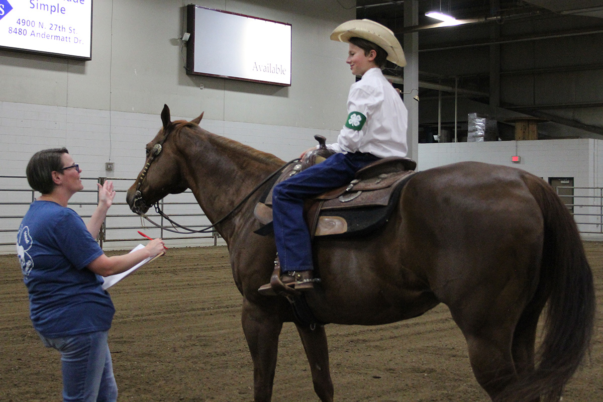 A 4-H horsemanship advancement test in 2022 at the Lancaster Event Center Fairgrounds.