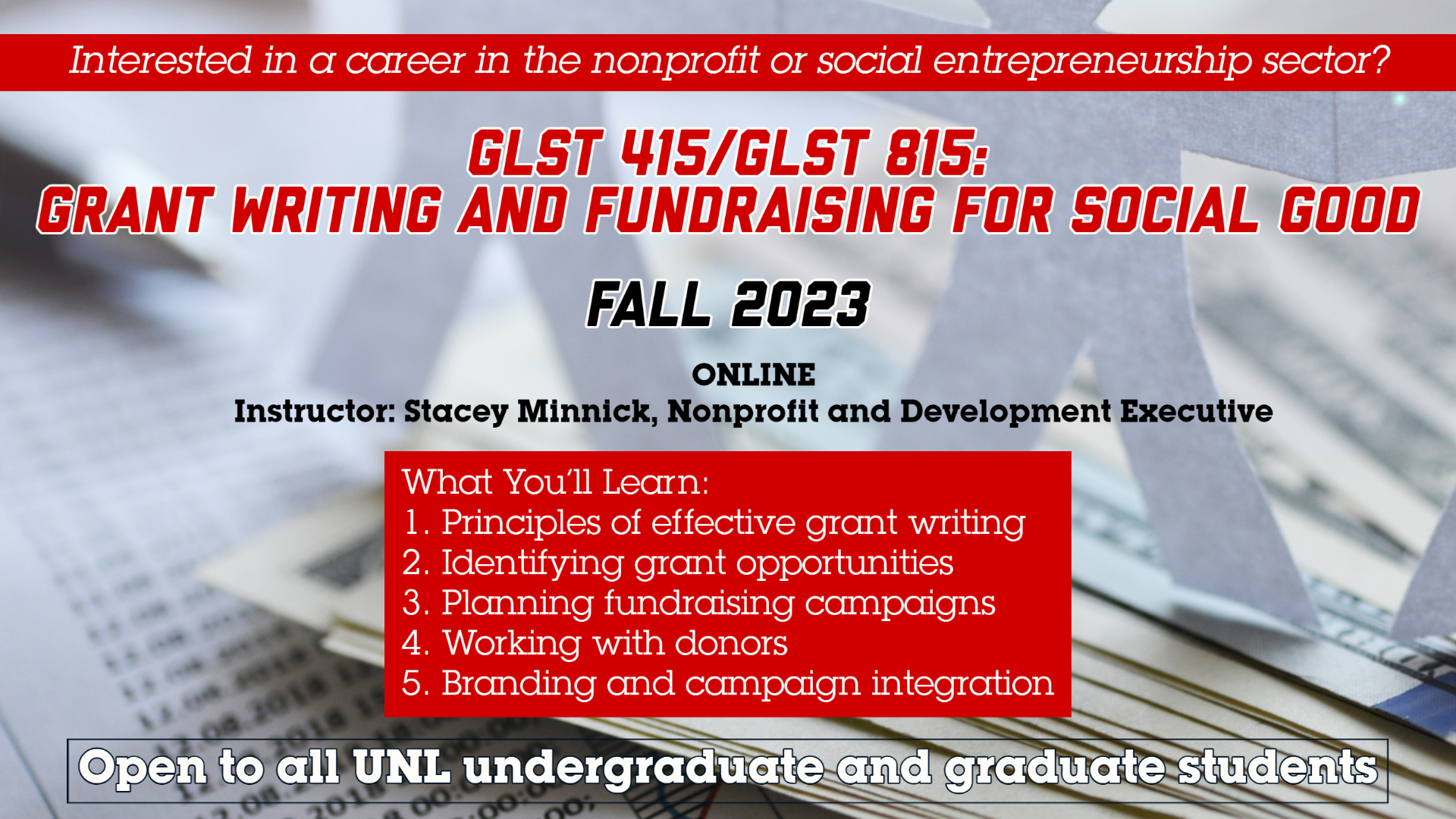New Course on Grant Writing and Fundraising this Fall
