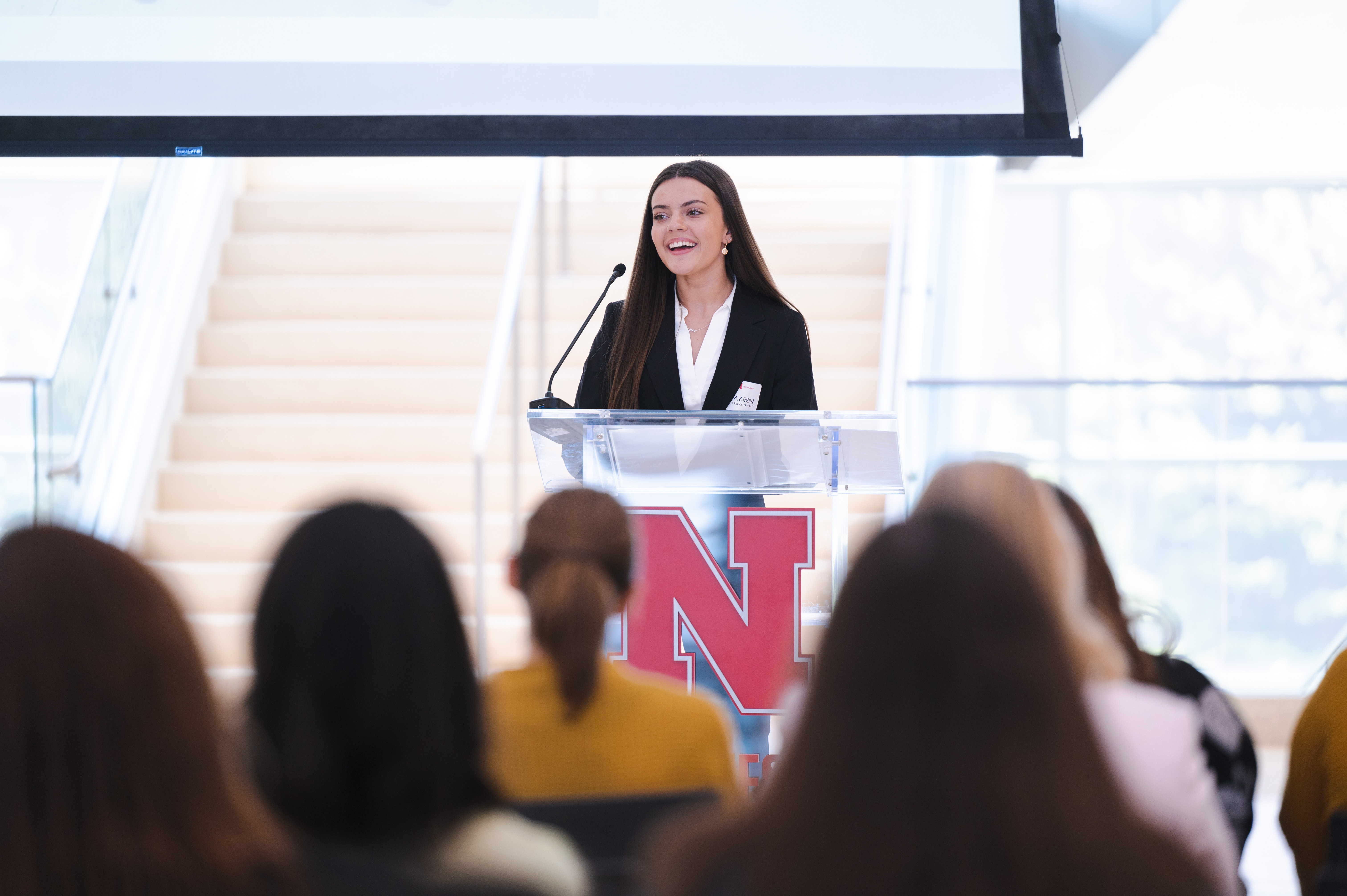 Service Projects team member Meghan Ryan speaks at the May 3 Grant Ceremony.