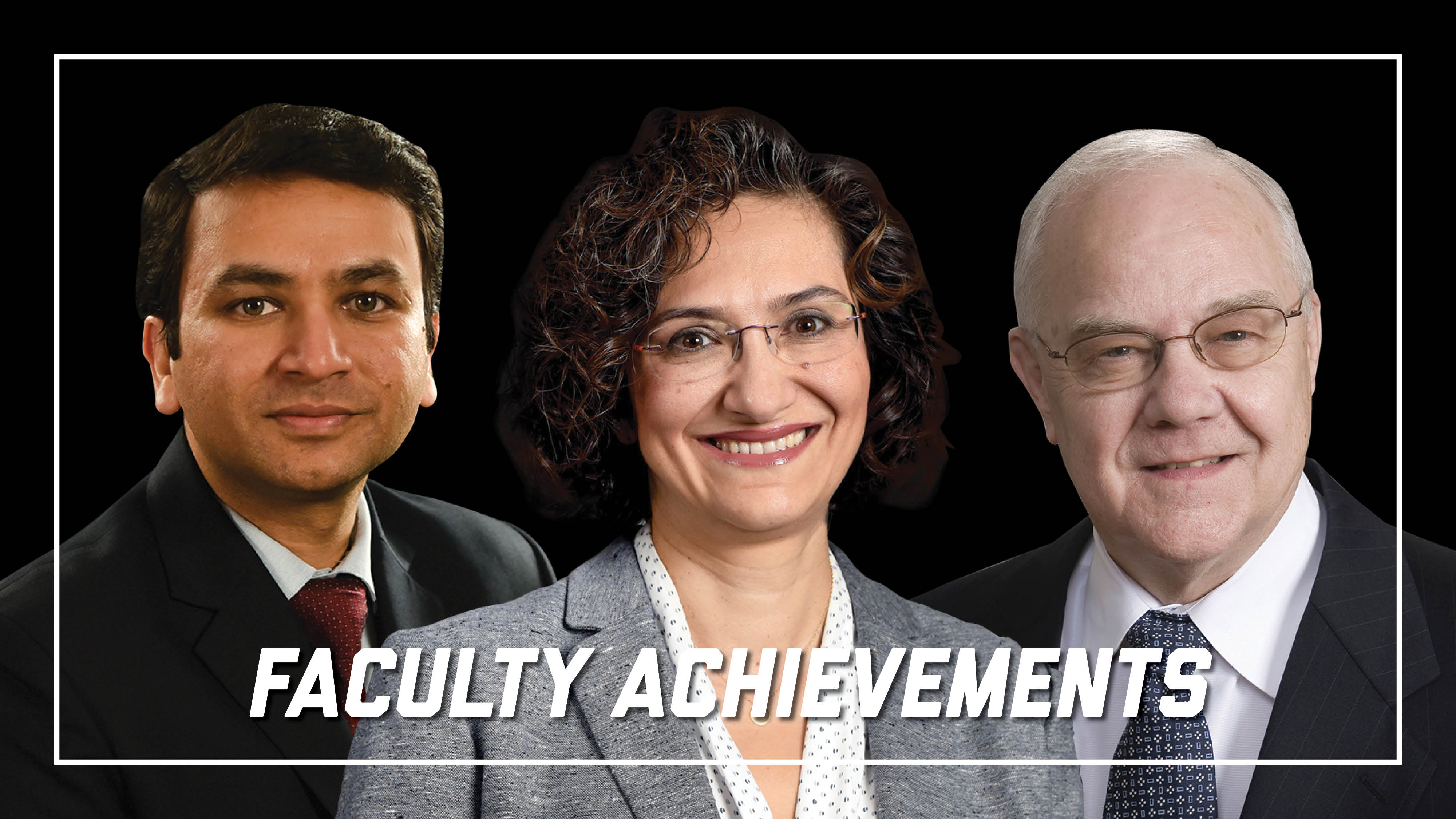 From left: Dr. Shivam Gupta, Dr. Esma Gel, and Dr. David Olson, all faculty members featured for their research this year.