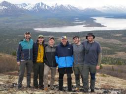 Left to right: Jason Carl Rosenberg, Robert Alexander, Kory Reeder, Paul Rudy, Ryan McQuay Meredith and Trevor Frost, who spent 10 days in the backcountry of Lake Clark National Park as part of the “Composing in the Wilderness” program. Courtesy photo.