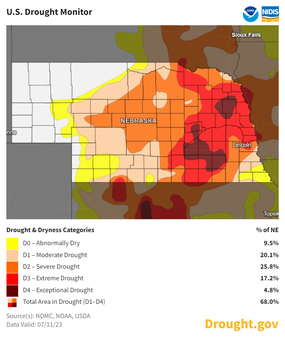 U.S. Drought Monitor as of 7/11/23