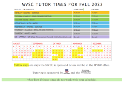 MVSC Tutoring Times