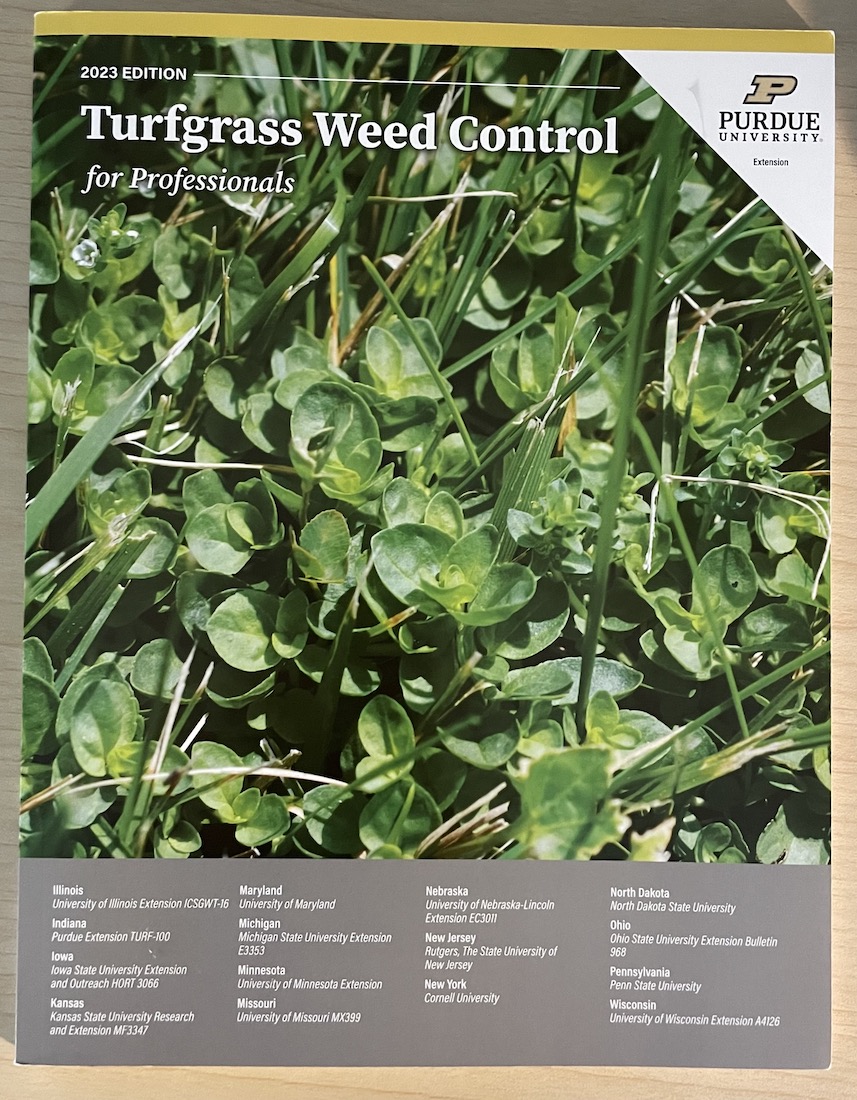 Picture of  the Turfgrass Weed Control for Professionals book cover. 