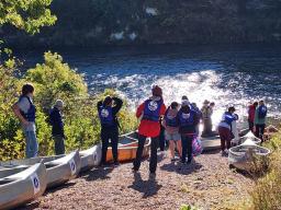 Students prepare to float down the Niobrara for writing activities