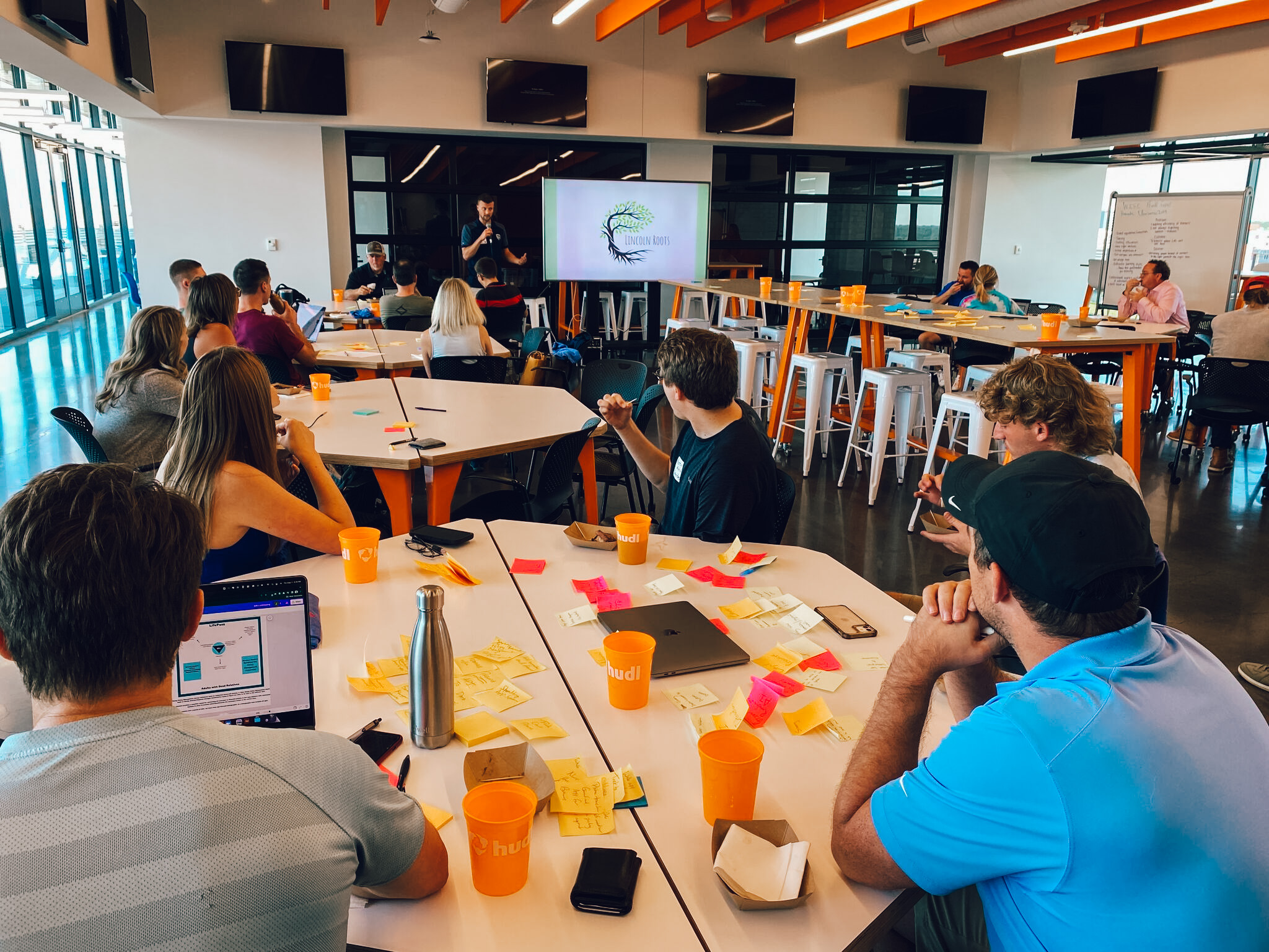 Attendees look to presenter during a previous NMotion event