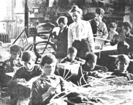 Elizabeth Farrell, first person to teach a class of special education students in an American public school, teaches in her ungraded classroom in New York City, 1899