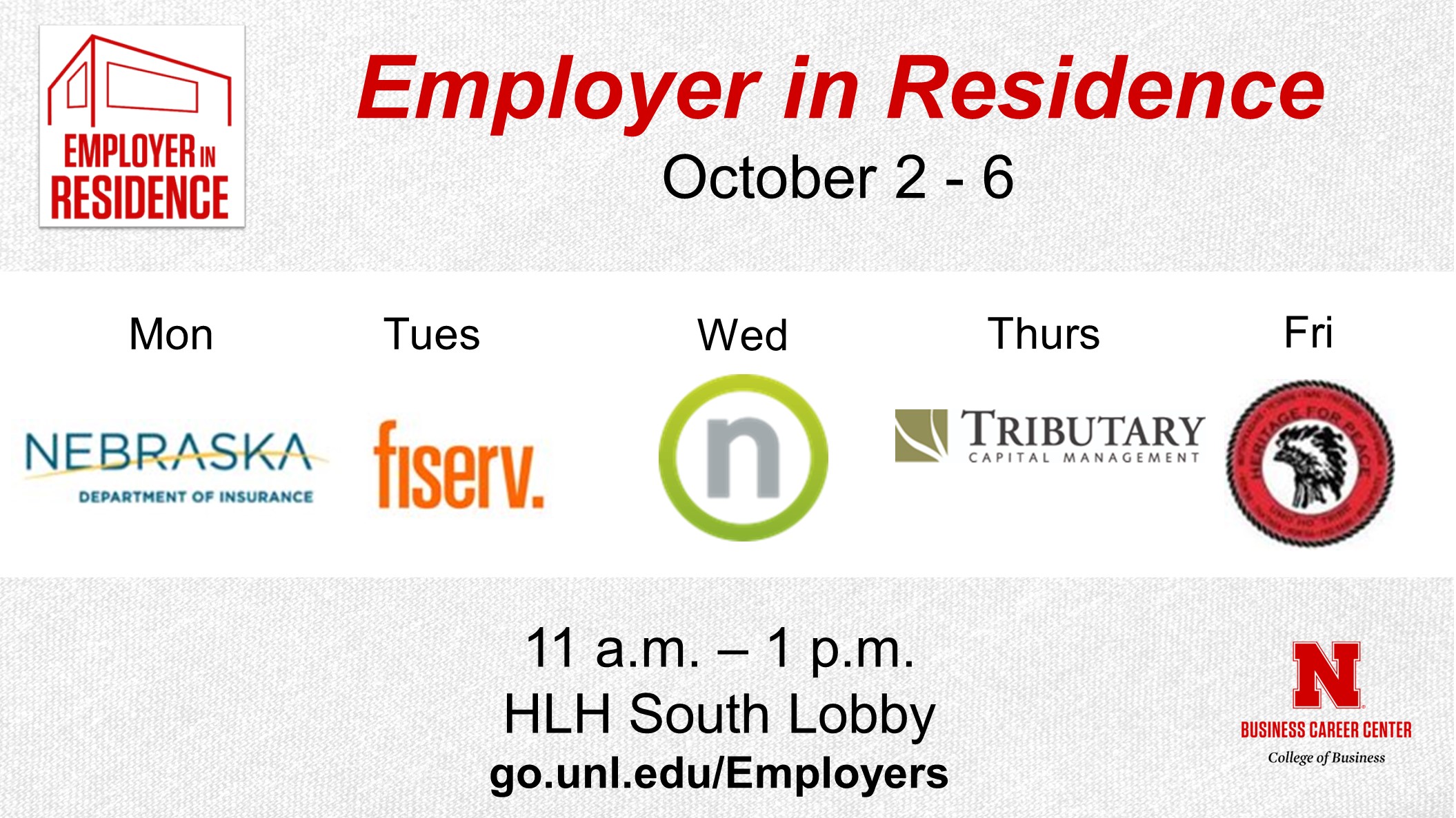 Employer in Residence- Week of October 2-6 