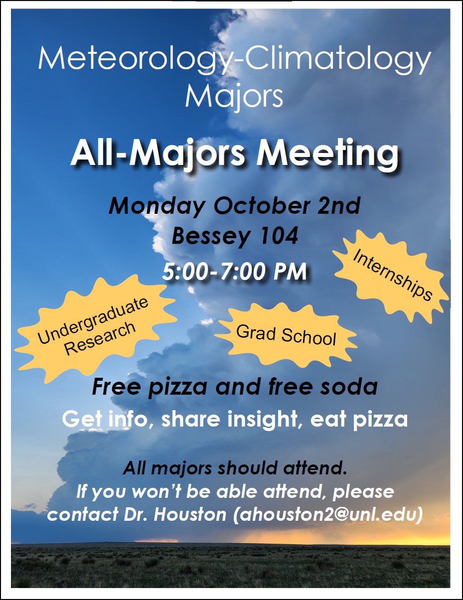 Meteorology-Climatology All-Majors Meeting - Monday, October 2nd at 5 pm!