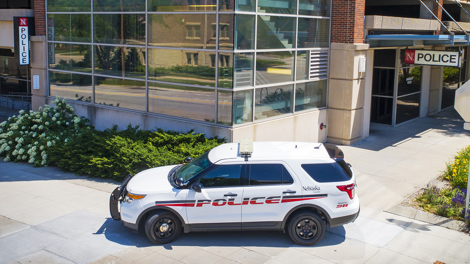 University Police vehicle sits on the corner