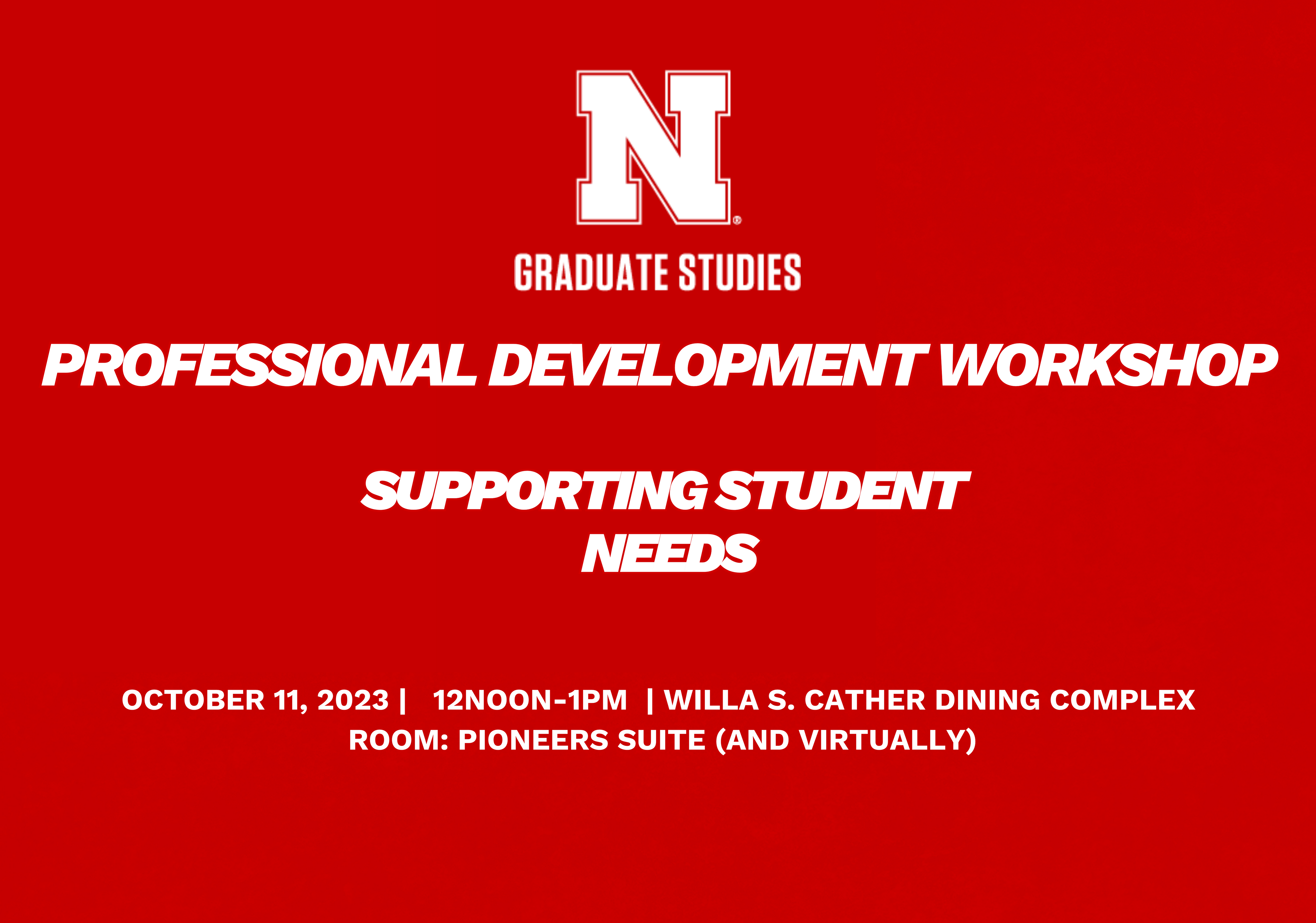 Professional Development Workshop:  Supporting Student Needs, Oct 11, 2023