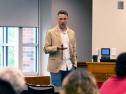 Scott Frohn, senior manager of assessment and psychometrics at Workera.ai, leads the first presentation of the Fall 2023 Methodology Applications Series Sept. 22 at the Nebraska Union.