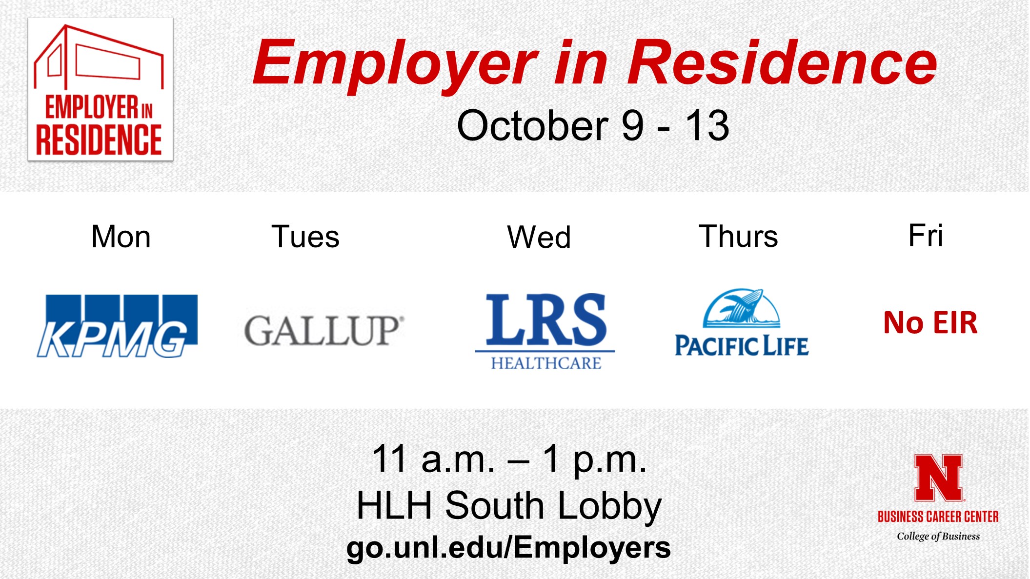 Employer in Residence: October 9-13