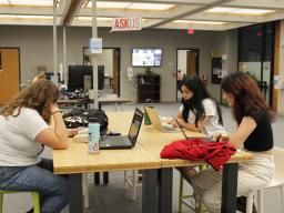 Students studying in Love Library