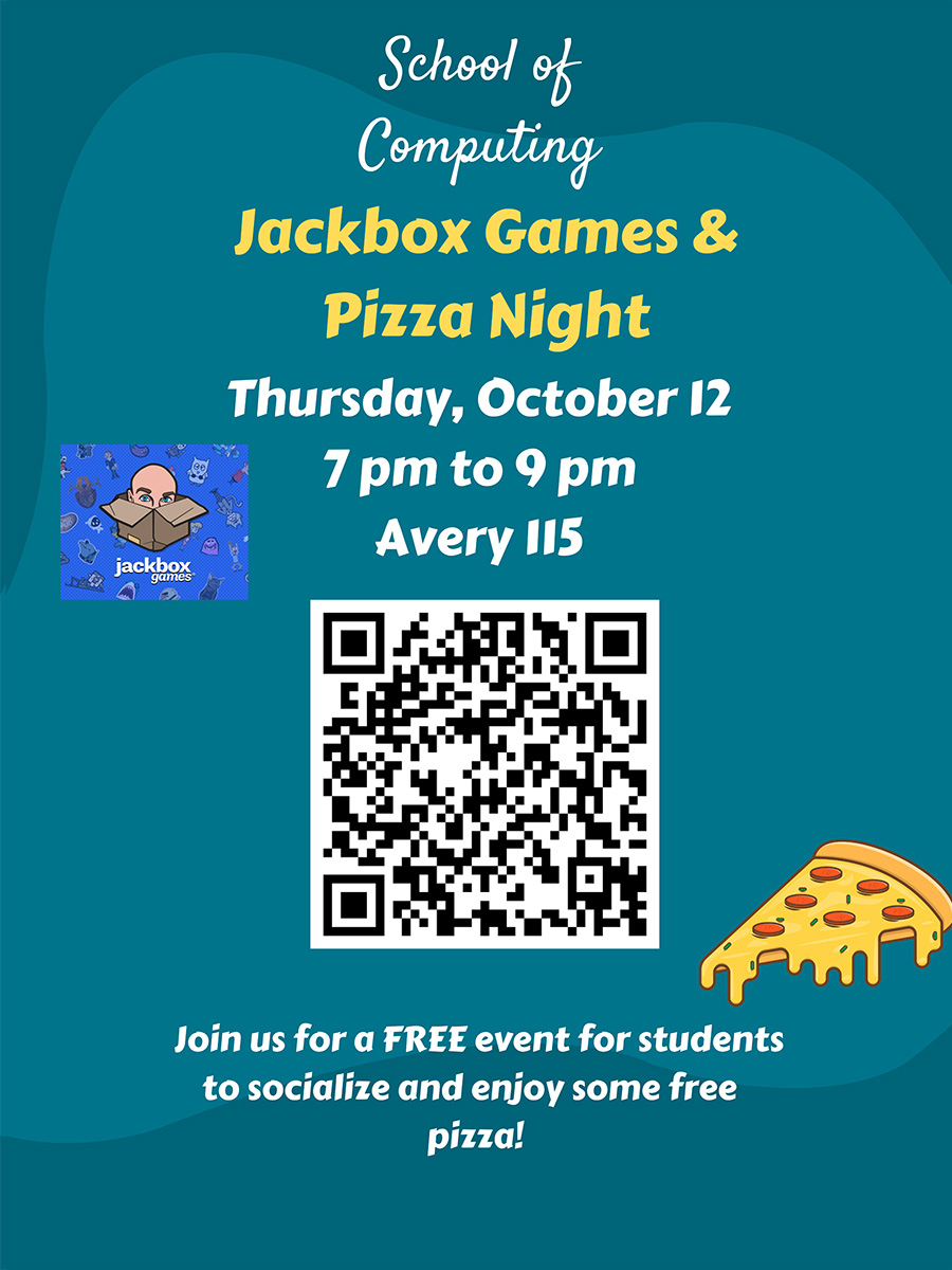 Attend the Jackbox Games and Pizza Night event this Thursday.