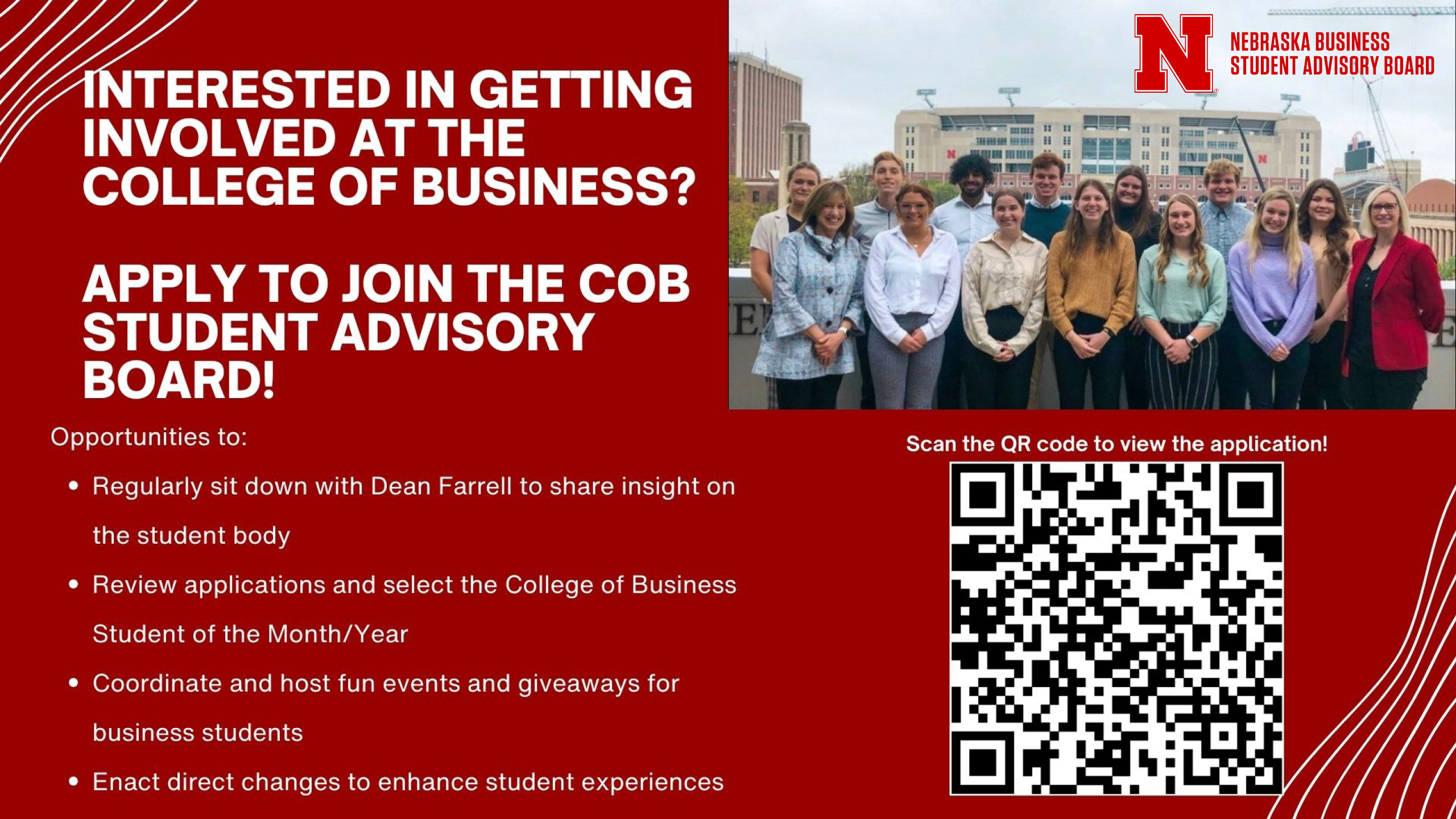 APPLICATIONS OPEN - College of Business Student Advisory Board