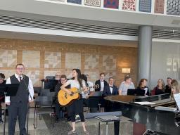 The i2Choir performs at the International Quilt Museum. The inclusive and intergenerational choir is one of three examples highlighted in an international journal article about the inclusive practices of the Glenn Korff School of Music's music education p