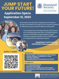 Homeland Security Professional Opportunities for Student Workforce to Experience Research Program