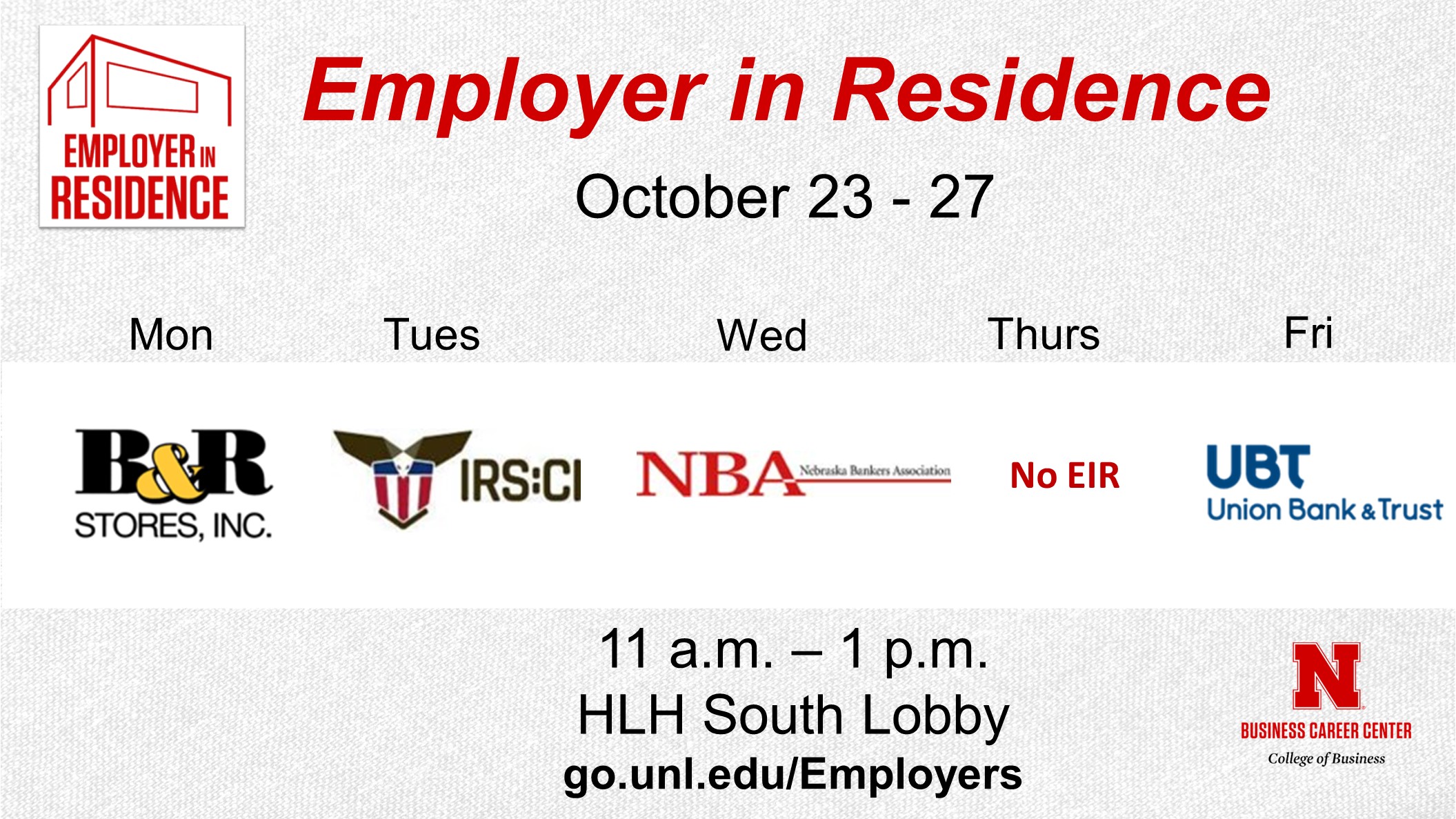 Employer in Residence week of October 23-27