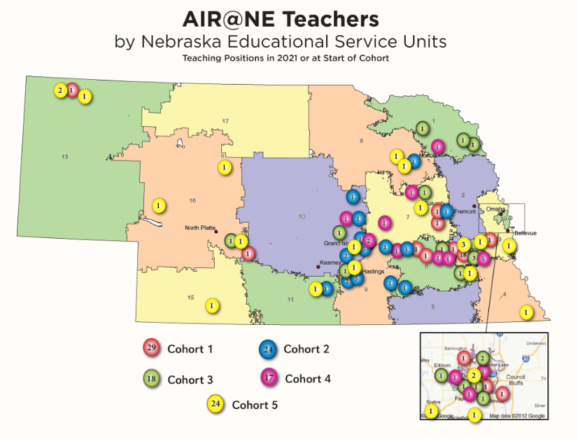 Locations of Teachers involved in AIR@NE