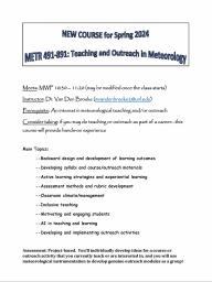 METR 491/891: Teaching and Outreach in Meteorology