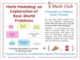 Math Club: Math Modeling: An Exploration of Real-World Problems