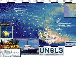 Sail on a marine expedition to recover 53 ocean-bottom seismometers (shown schematically above with yellow boxes) from a seafloor array northwest of the Galápagos Islands.