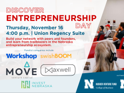 Discover Entrepreneurship Day | Thursday, November 16, at 4 p.m. in the Union Regency Suite. 