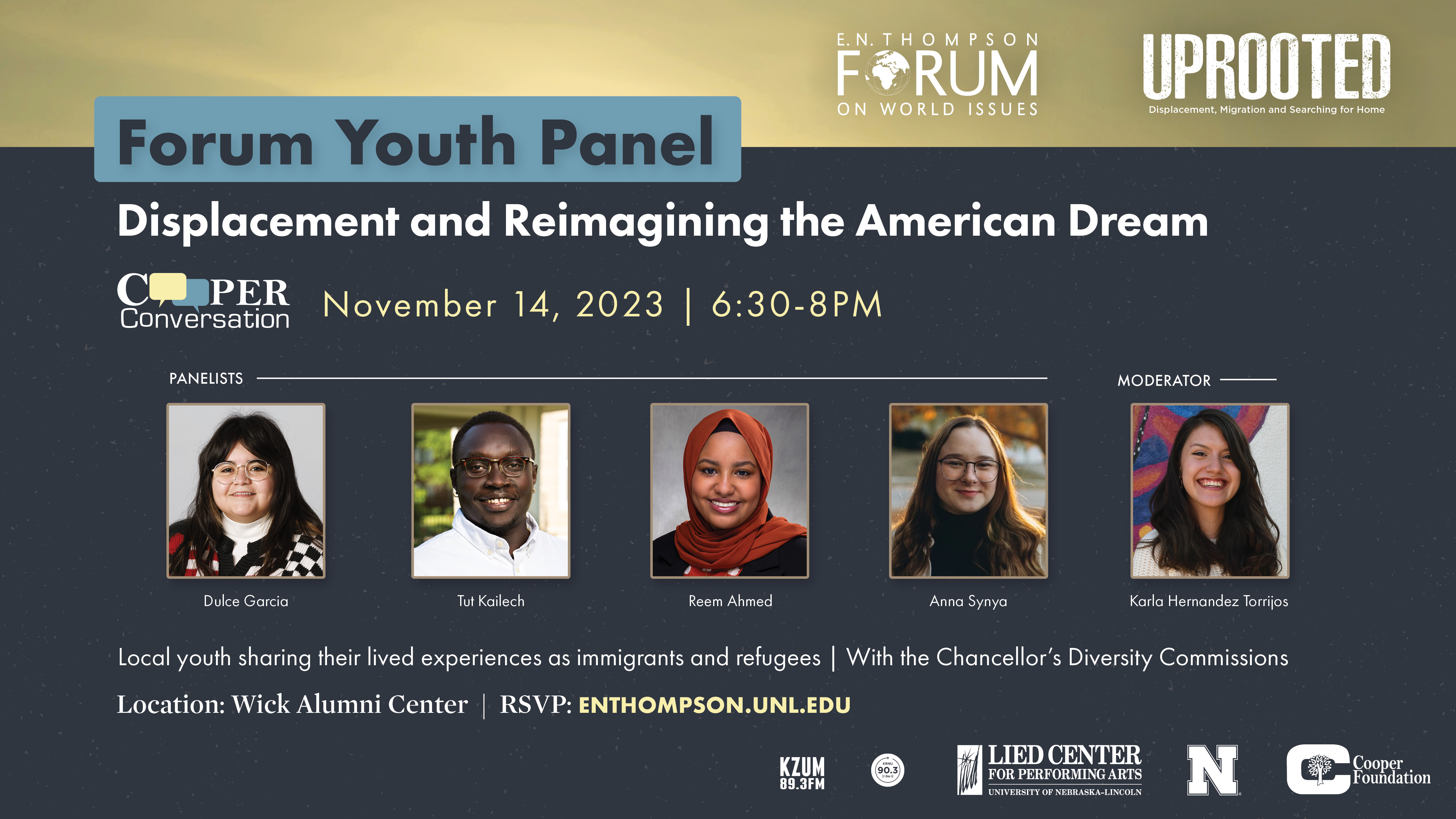 E.N. Thompson Forum Youth Panel | November 14 | 6:30-8 p.m. | Wick Alumni Center.