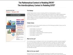 The Mathematical Contest in Modeling - an opportunity to get involved