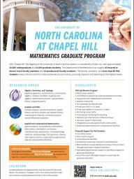 University of North Carolina at Chapel Hill Mathematics Graduate Program