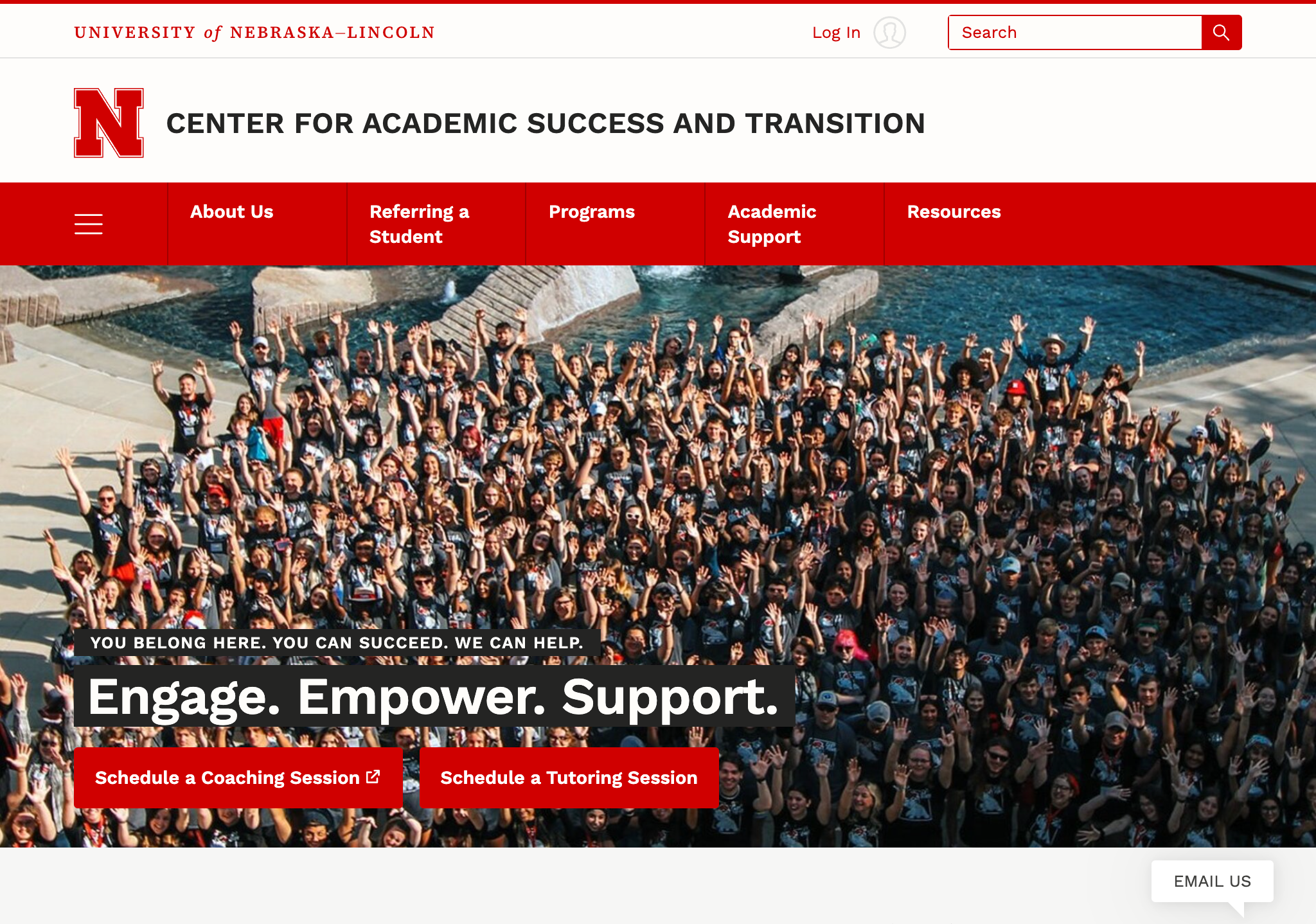 Screenshot of Center for Academic Success and Transition homepage