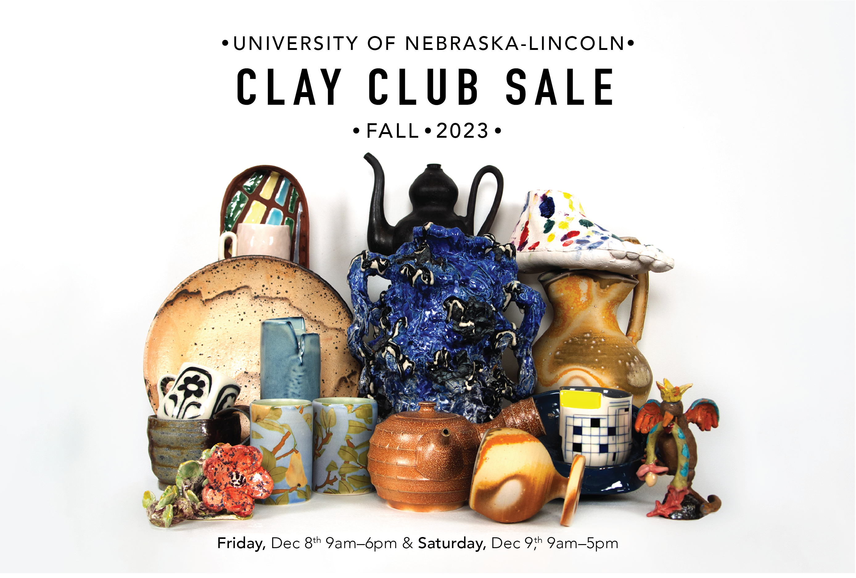 The Clay Club’s fall sale is Dec. 8-9 in Richards Hall Rm. 118. A photo and printmaking sale will also be held in Richards Hall.