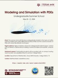 Undergraduate Summer School in Modeling and Simulation with PDEs
