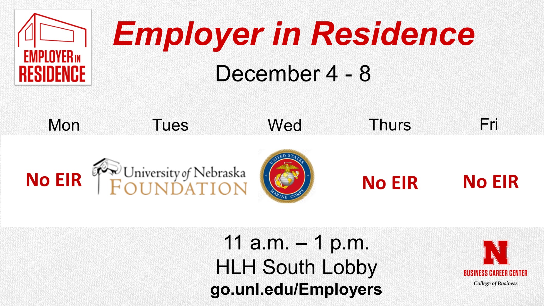 Employer in Residence - Week of December 4
