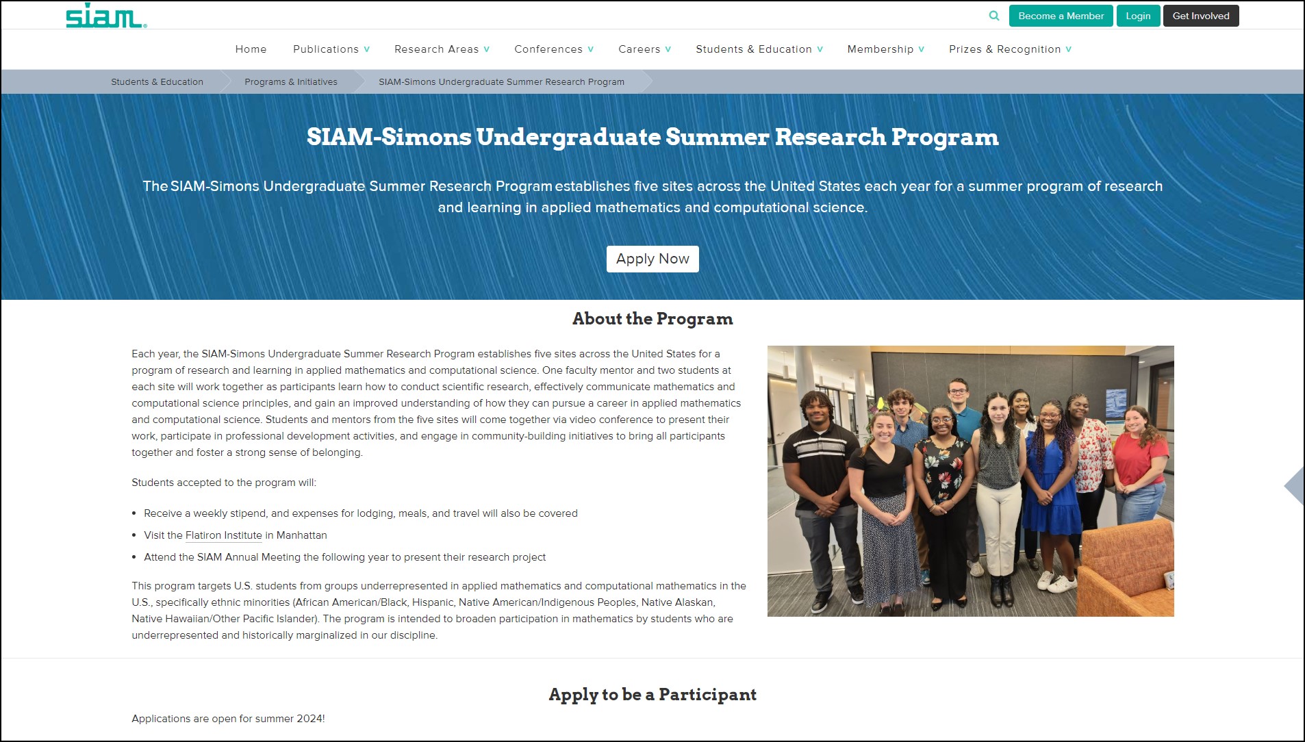 SIAM-Simons Undergraduate Summer Research Program