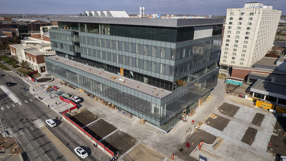 Aerial photo of UNL's new Kiewit Hall. When it opens Jan. 22, the facility will be home to the university's undergraduate engineering program.